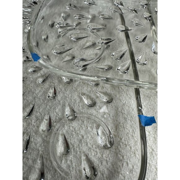 Hazel Atlas Tear Drop Design Glass Snack Lunch Tray Plate Footed Replacement Vtg - Picture 3 of 7